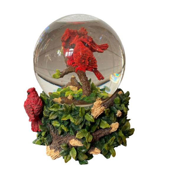 San Francisco Music Box Red Cardinal Water Globe Snow Once Upon A December Rare - Picture 4 of 14